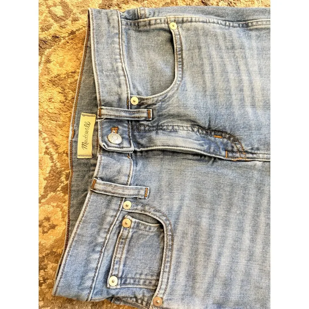 Madewell Cali Demi Boot Jeans Womens 27p Light Wash Raw Hem Cropped Flare Denim